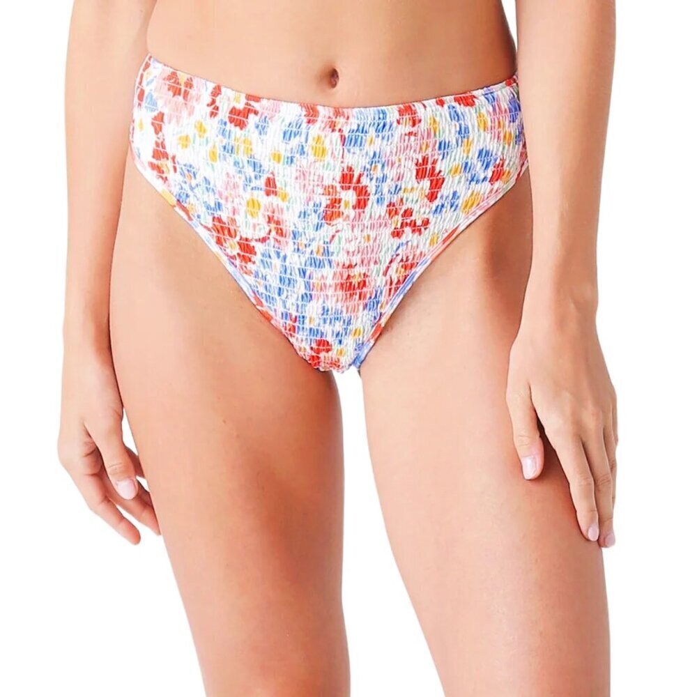 NEW l*space Barlette Bitsy Smocked High Waisted Floral Bikini Bottom Sz. S